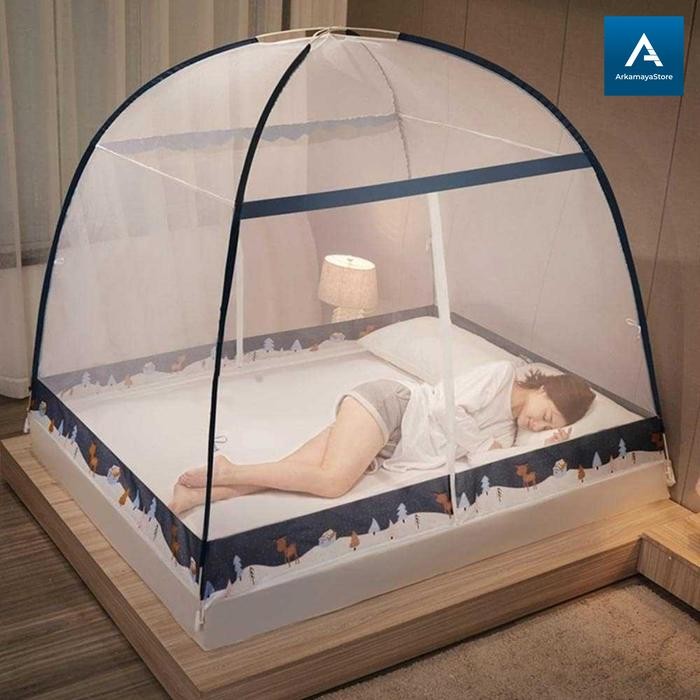 kelambu nyamuk lipat jaring anti nyamuk kasur tidur 120 x 200 cm