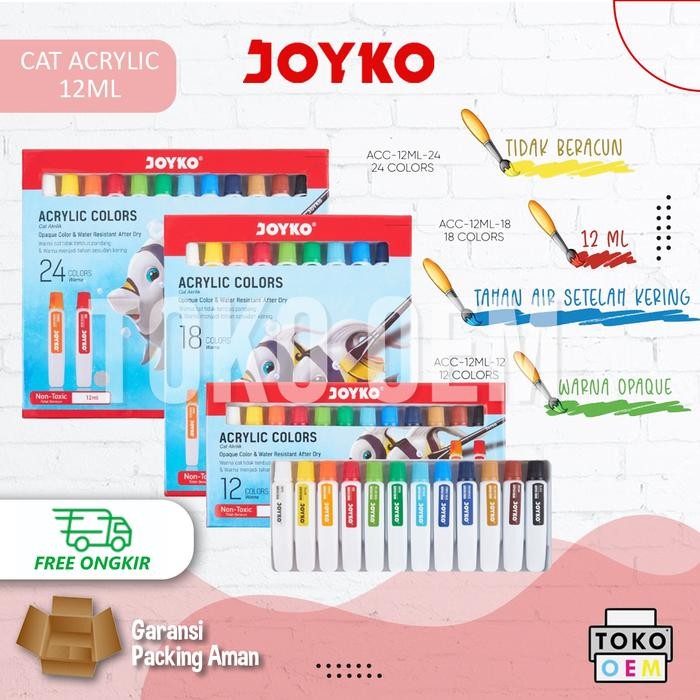 

JOYKO CAT AKRILIK ACRYLIC COLOR PAINT SET ACC-12ML SENI LUKIS GAMBAR