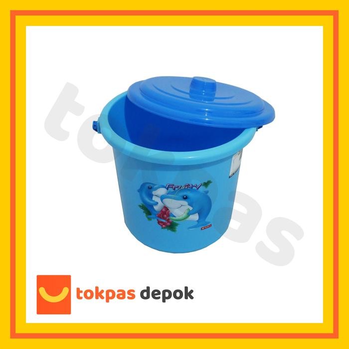 EMBER + TUTUP ELEGANT 3 GALLONS (11 LITER) LION STAR E 2 GAGANG PLASTIK BIRU HIJAU EMBER SABUN TIMBA