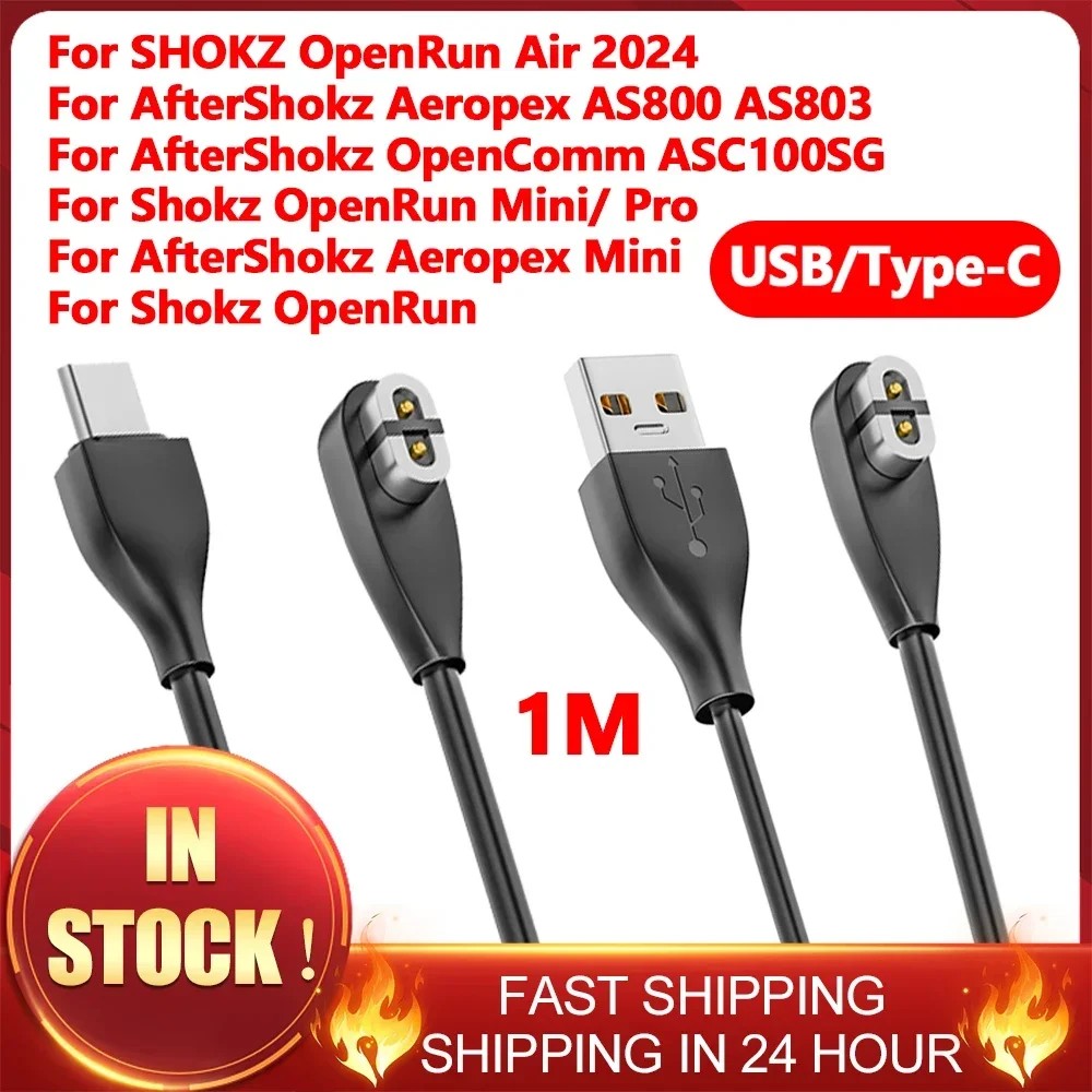 Magnetic Charger USB/Type-C Charging Cable For Shokz OpenRun Air For Aftershokz Aeropex AS800/ S803/