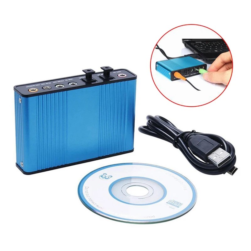 Professional USB Sound Card 6 Channel 5.1 Optical External Audio Card Converter CM6206 Chipset for