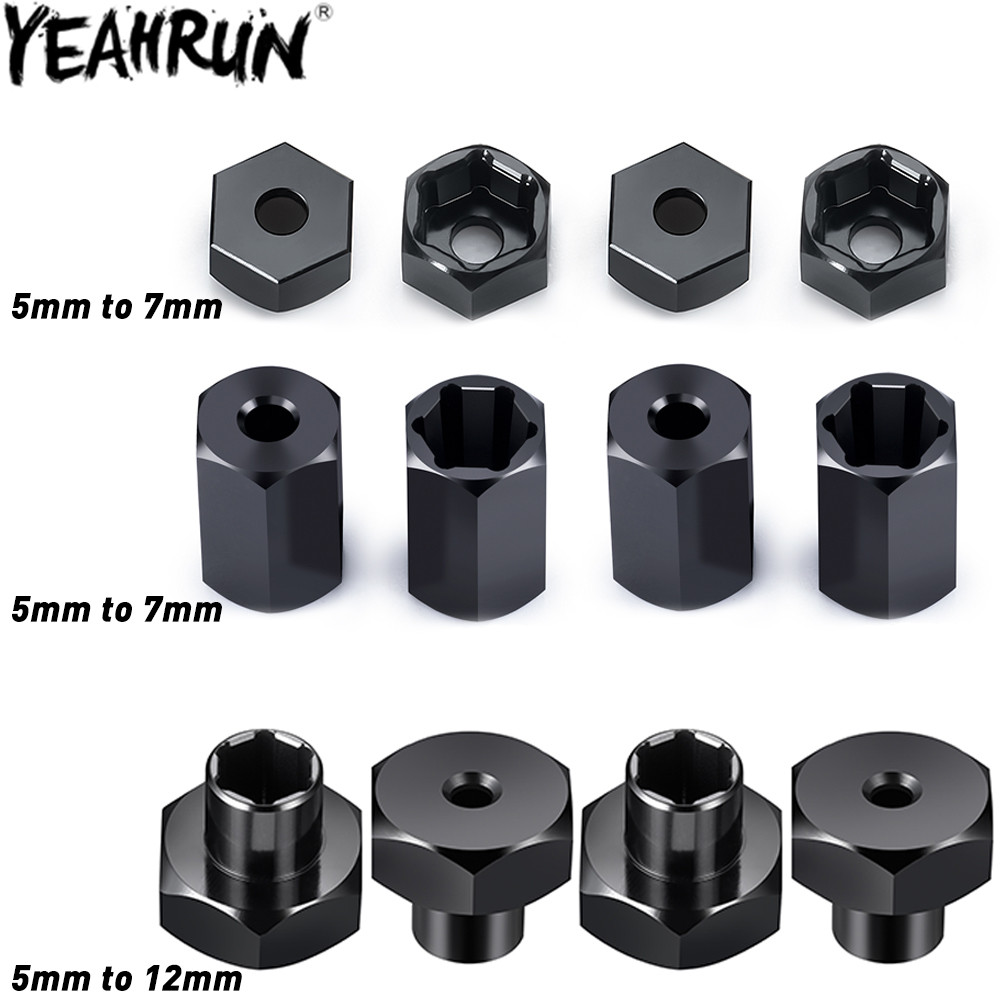 IMPORT YEAHRUN 4Pcs Aluminum 5mm to 7mm / 5mm to 12mm Wheel Hex Hub Adapters Conversion for WPL D12