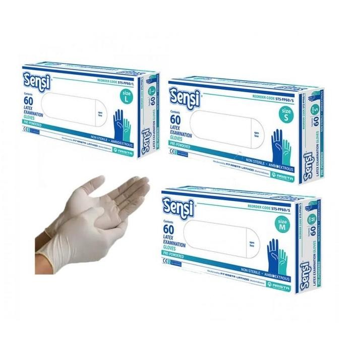 Sarung Tangan Latex Sensi isi 60 pcs sarung tangan latex Medis sensi