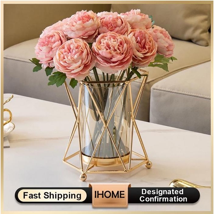 Ready StockVas Besar kaca hidroponik kreatif rangkaian bunga kering cahaya ornamen mewah ruang tamu