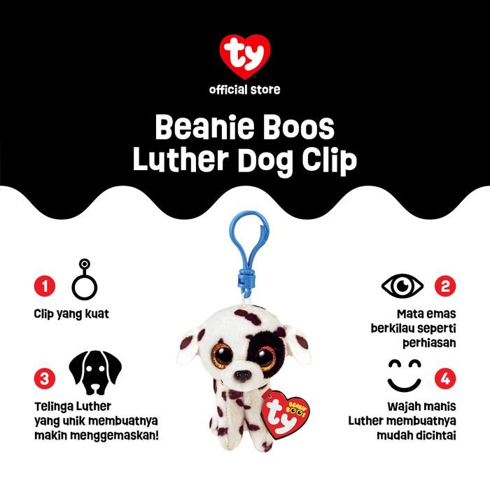 TY Beanie Boos Luther Dog Keychain - Gantungan Kunci Boneka Anjing