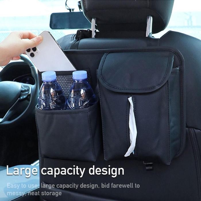 Tas Barang Mobil Belakang Jok Kulit Kotak Tisu Mobil Gantung Multifungsi Tas Organizer Belakang Jok