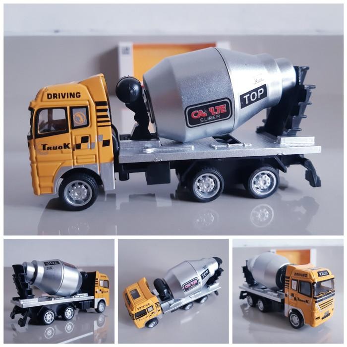 Diecast Mobil Truk Molen Alloy Pullback - Miniatur Mixer Truck Model