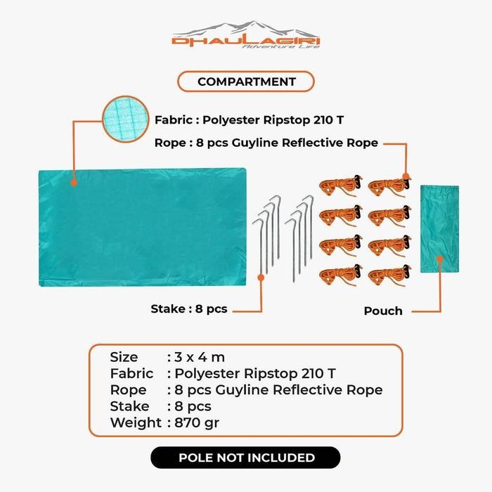 Flysheet Dhaulagiri 3 X 4 M ( Termasuk Tali & Pasak)