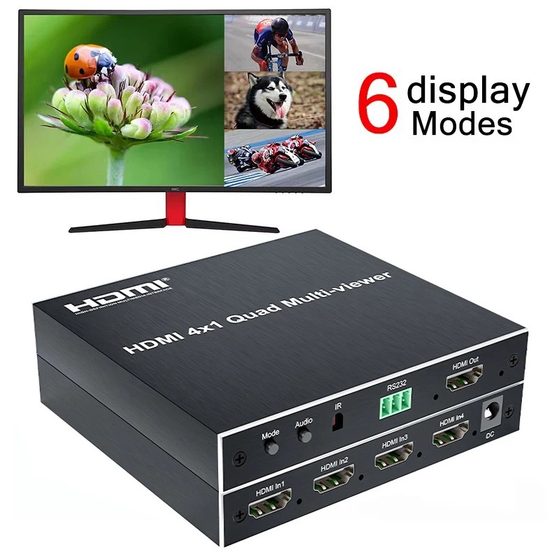 1080p HDMI 4x1 Quad Multi Viewer 4 in 1 Out HDMI Multi-viewer Screen Seamless Switcher 6 Display