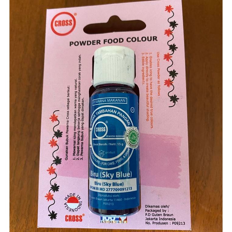 

Cross food coloring powder Sky Blue 15gr pewarna bubuk biru muda