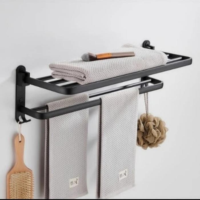 Gantungan Handuk stainless hitam Gantungan handuk kamar mandi