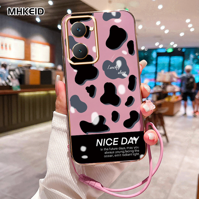 MHKEID Casing Hp Untuk VIVO Y03 Y18 Y18E Y28s Y28 5G Y28 2024 4G Case Casing pola Bintik Dan cinta K