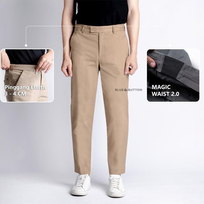 SALE BlueButton Celana Chino Ankle Pants Slim Fit Khaki