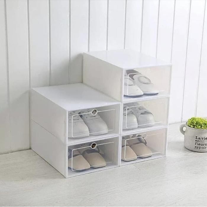 (Allthebest) BOX SEPATU FLIP BUKA DEPAN / KOTAK SEPATU SLIDE / KOTAK SEPATU PUTIH