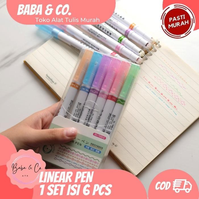 

TERLARIS PULPEN LINEAR 1 SET ISI 6 PCS SH-7008 PEN GARIS LUCU UNIK MURAH ALAT TULIS KANTOR SEKOLAH
