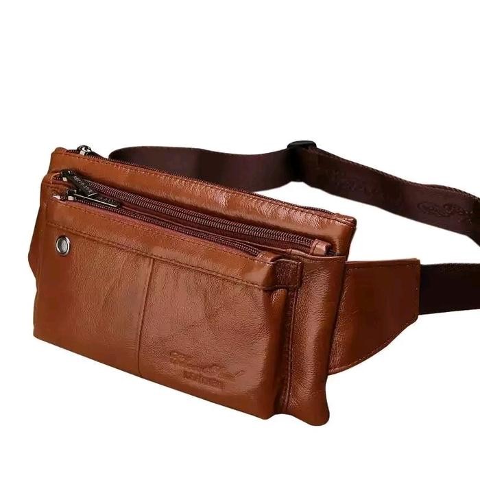 Tas Pinggang Kulit Pria Tas Kulit Kecil simple Setrip Import Tas Sepeda