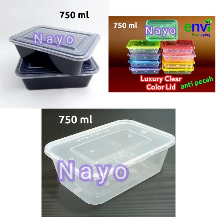 Kotak makan plastik thinwall 750ml WARNA random (25pcs)