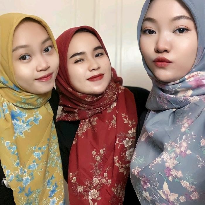 (Allthebest) Edisi Yellow - Hijab VOAL MOTIF PREMIUM Jilbab Lemon Lime Mustard Kuning Kunyit
