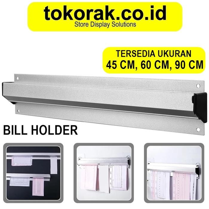 

BILL HOLDER 45 60 90 CM TAB GRABBER ALUMUNIUM PENJEPIT KERTAS MENU JEPIT NOTA BILL MENU ORDER CAFE