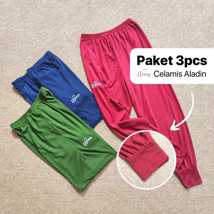 (Allthebest) [ Paket Hemat ] Celamis Panjang isi 3 Eleena Celana Inner Wanita Muslimah Celamis