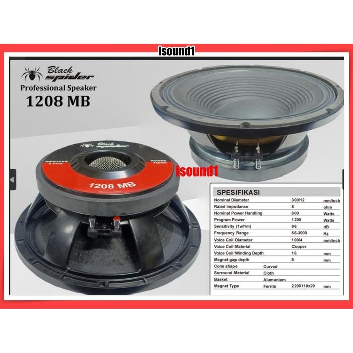 SPEAKER BLACK SPIDER 12 INCH 1208 MB KOMPONEN BLACKSPIDER 1208MB 12IN ORIGINAL Berkualitas Terbaik