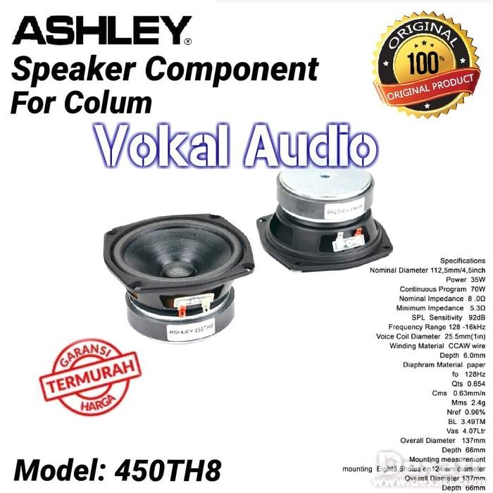 Speaker Component Ashley 450TH8 Woofer 4.5inch For Colum Berkualitas Terbaru