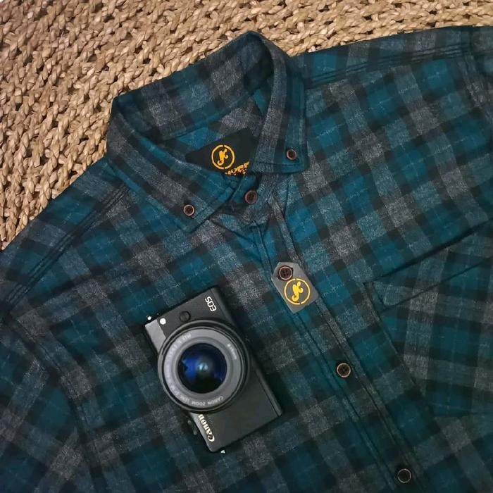 NEW NAVY GREY BLACK PREMIUM Kemeja Flanel ARISTINO Lengan Panjang Premium Quality Nyaman Pria Distro