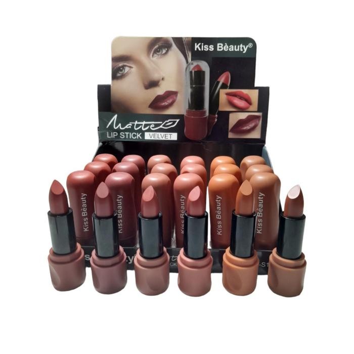 [ 1LUSIN ] LIPSTIK KISS BEAUTY MATTE VELVET Lipstick Batang Putar