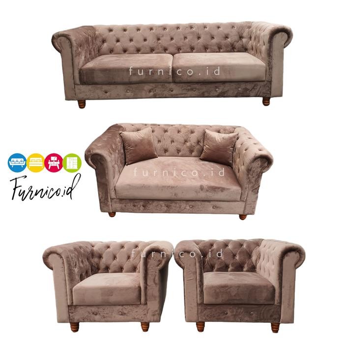 Sofa Super Mewah Esterfield/ Seribu Kancing / Jaguar / Suede Custom