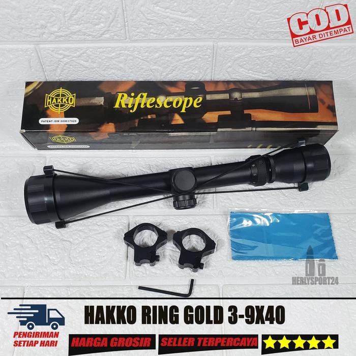 Termurah Teleskop Hakko 3-9X40 Ring Gold