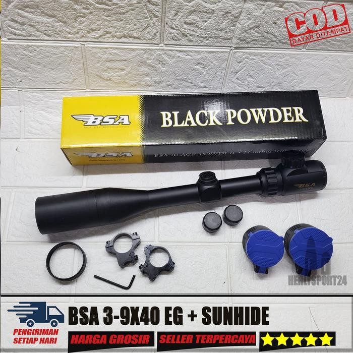 Terbaru Teleskop Bsa Black Powder 3-9X40 Eg Plus Sunhide