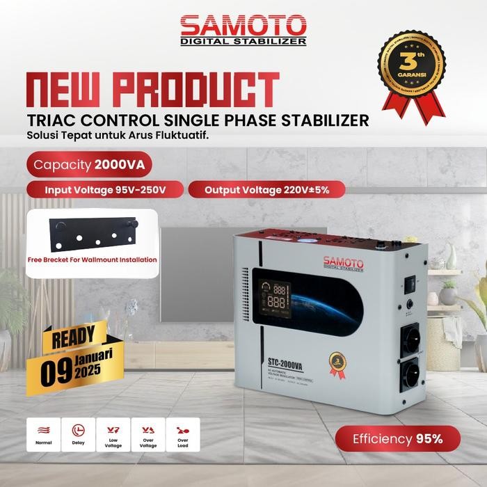 Termurah Samoto Stc2000Va - Stabilizer Triac Control Series Samoto 2000Va Single Phase