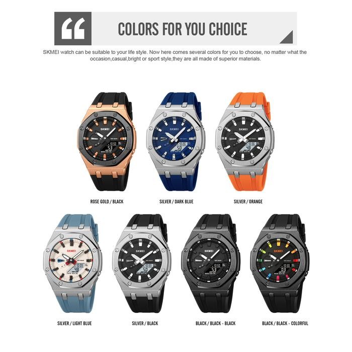 Jam Tangan Pria Analog-Digital World Time Tahan Air Skmei 2243