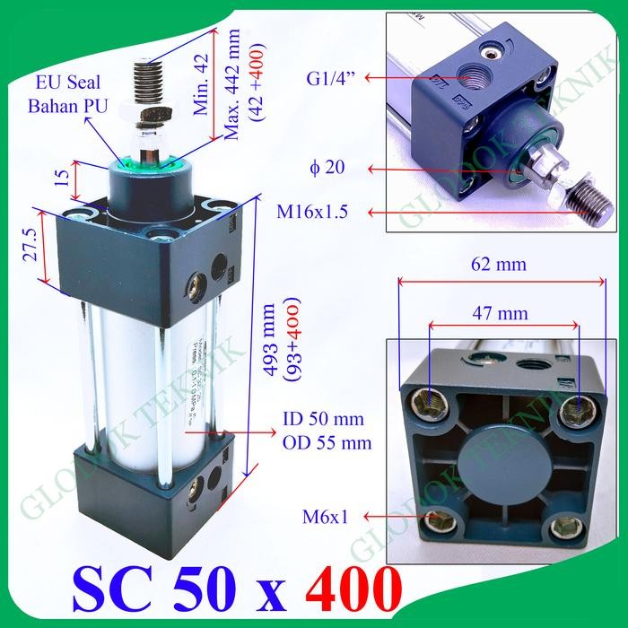SC50-400 Air Cylinder SC50x400 Silinder Pneumatik