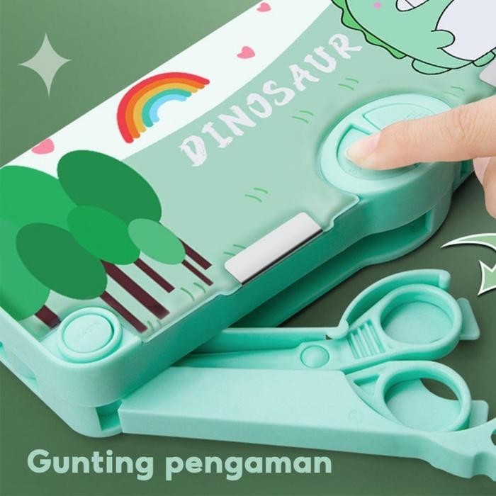 

Tempat Pensil Kartun Dengan Motif Unicorn, Astronot, Dan Dinosaurus - Kotak Pensil Dua Lsan Dengan