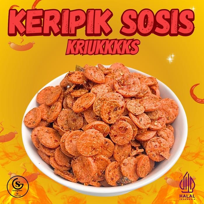

Sedia KERIPIK SOSIS GORENG PEDAS CIKRUH 200gr Food Snacks
