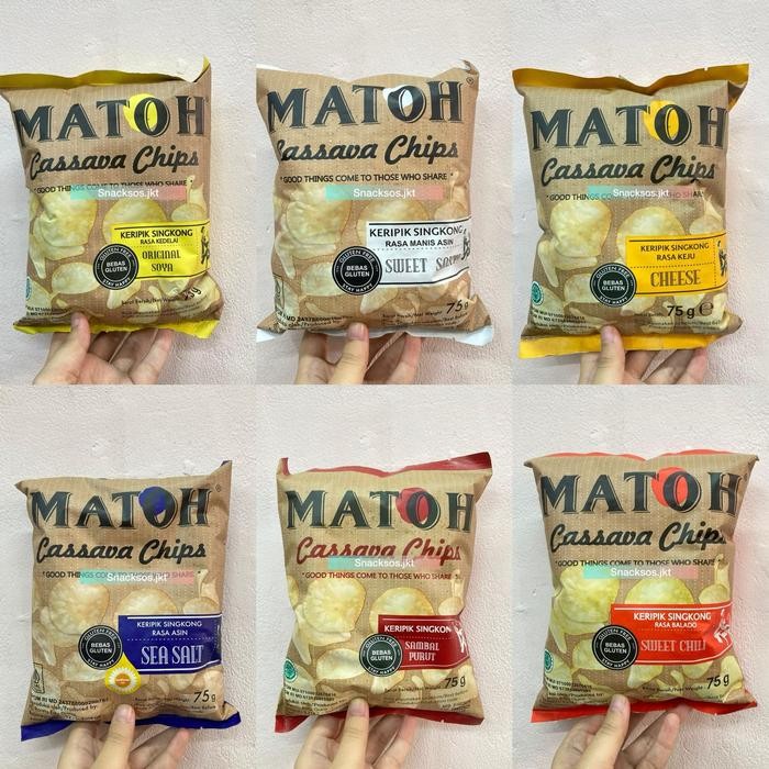 

Sedia MATOH CASSAVA CHIPS CHEESE / SOYA / SWEET SALTY / SAMBAL PURUT / SEA SALT / SWEET CHILI -