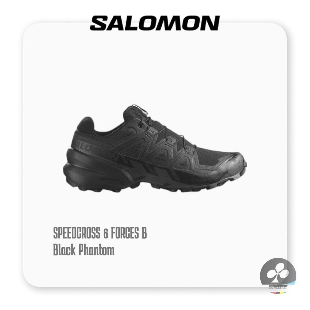Sepatu SALOMON Speedcross 6 Forces B BLACK/BLACK/PHANTOM - Sepatu Lari Trail Outdoor Premium Origina