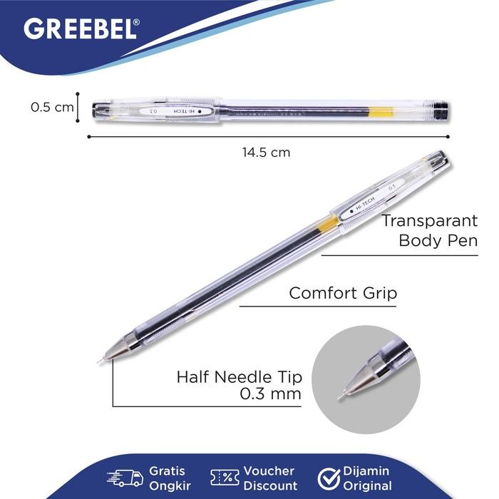

GREEBEL Gel Pen Pulpen Gel Pena Ballpen (GP-506 HI-TECH 0.3 12 PCS) / Alat Tulis Kantor Sekolah Anak