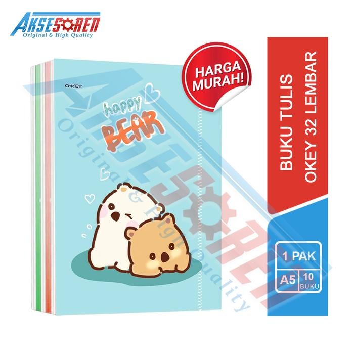 

Aksesoren Buku Tulis Okey By Kiky 32 Lembar [1 Pack/10 Buku] / Buku Catatan Sekolah Karakter 1 Pak /