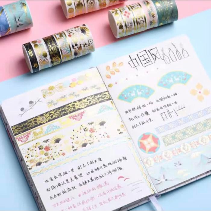 

Ready Stock Washi Tape Selotip Premium Set Gold Foil 2 Cod