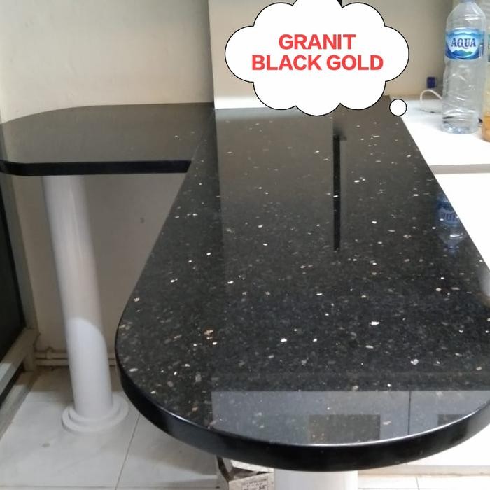 Top Table Granit Black Gold/ Meja Kiten Set