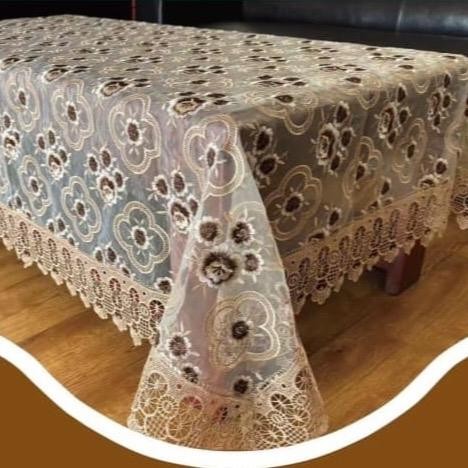 Taplak Meja Makan Renda Bordir Taplak Meja Kain Segi 4-6 Kursi