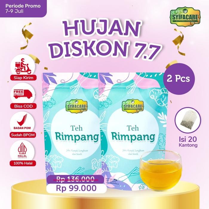 

New [BPOM] Paket 2 Pcs Teh Rimpang Syifacare - Minuman Herbal Rempah Jahe Kunyit Lengkuas Sereh -