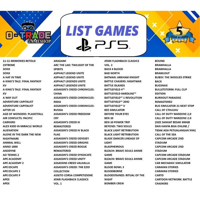 PLAYSTATION 5 PS5 DISC / DIGITAL VERSION REG USA / JP / INDO FULL GAME