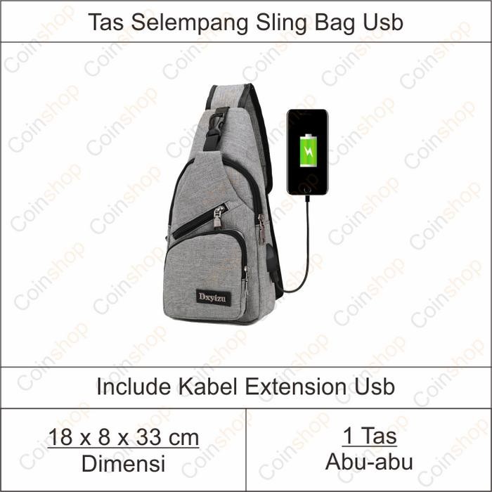 Tas Selempang / Tas Bobo / Sling Bag USB Import