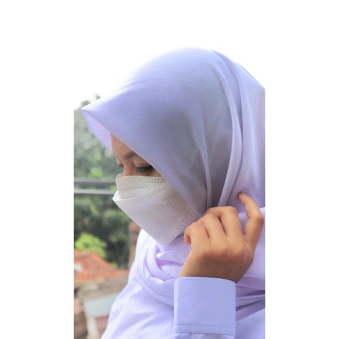 (Expert) Kerudung segi empat putih instan simpel dipakai untuk anak sekolah Putih Polos