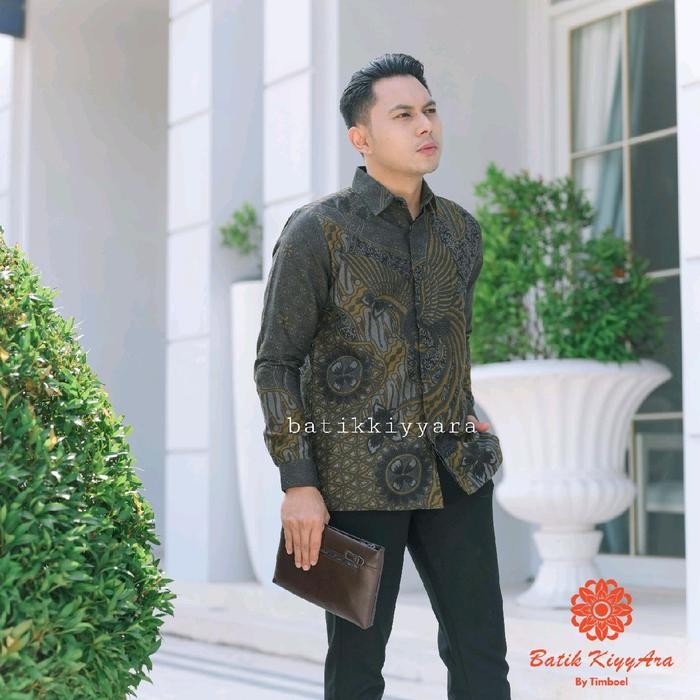 SIAPKIRIM Baju Batik Pria Lengan Panjang Dobi Lasem Kuning Cap Premium Kiyyara READY STOCK