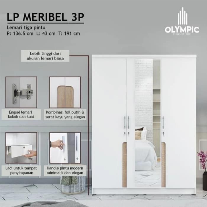Lemari 3 Pintu Olympic Meribel - Bandung Area Only