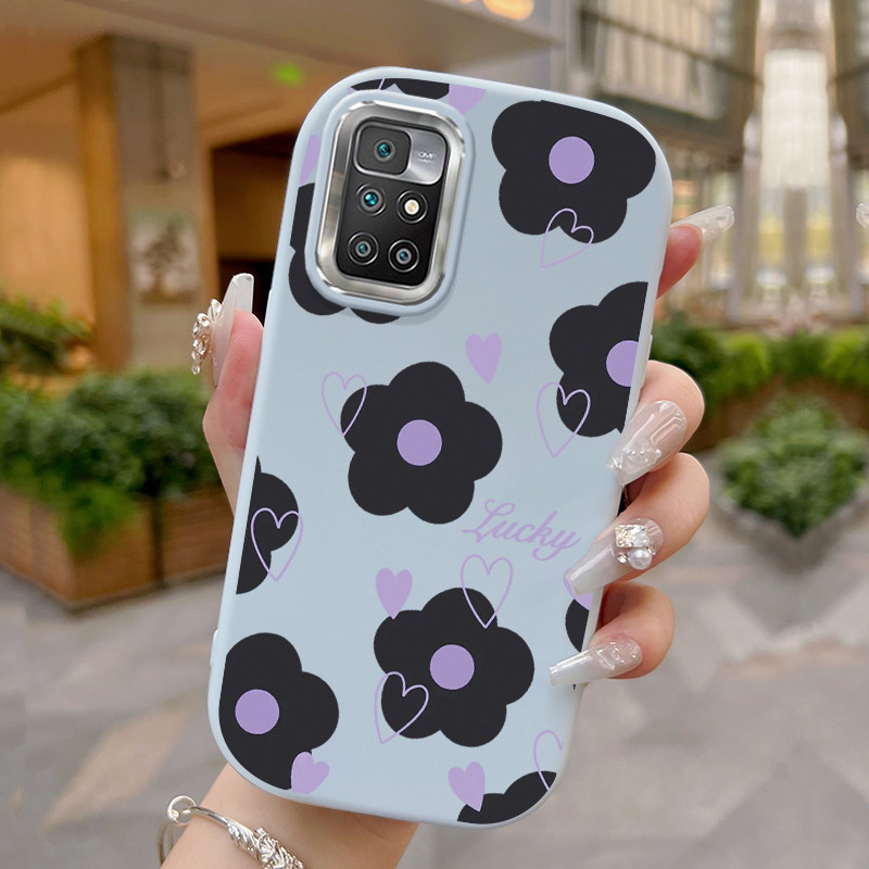 Casing Hp Untuk Xiaomi Redmi 10 Prime 10C Case Casing Bunga Hitam Kesing HP Kasing Silikon Softcase 